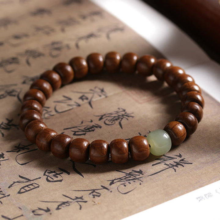 Buddha Stones Natural Abelia Biflora madera Hetian Jade cuentas de bambú para protegerse de los espíritus malignos