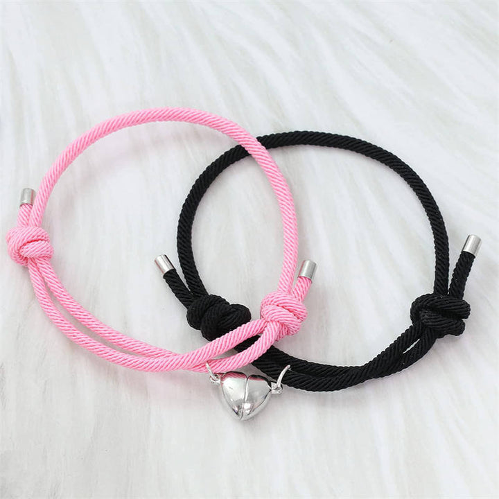 Pulsera de fuerza de cuerda de pareja magnética de amor de 2 piezas