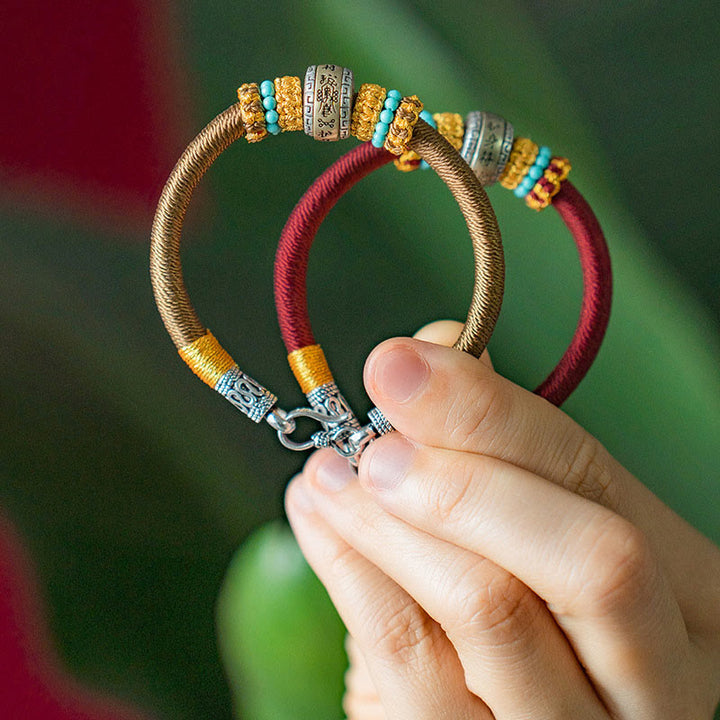 Pulsera trenzada de protección de la suerte con nudo King Kong, amuleto tibetano hecho a mano con Buddha Stones