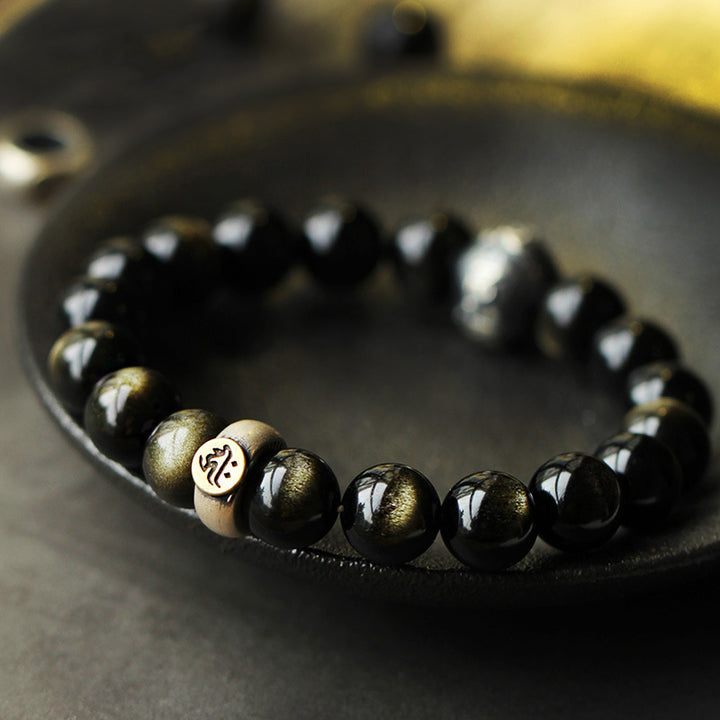 Pulsera de purificación de obsidiana de Buda natal del zodiaco chino de Buddha Stones