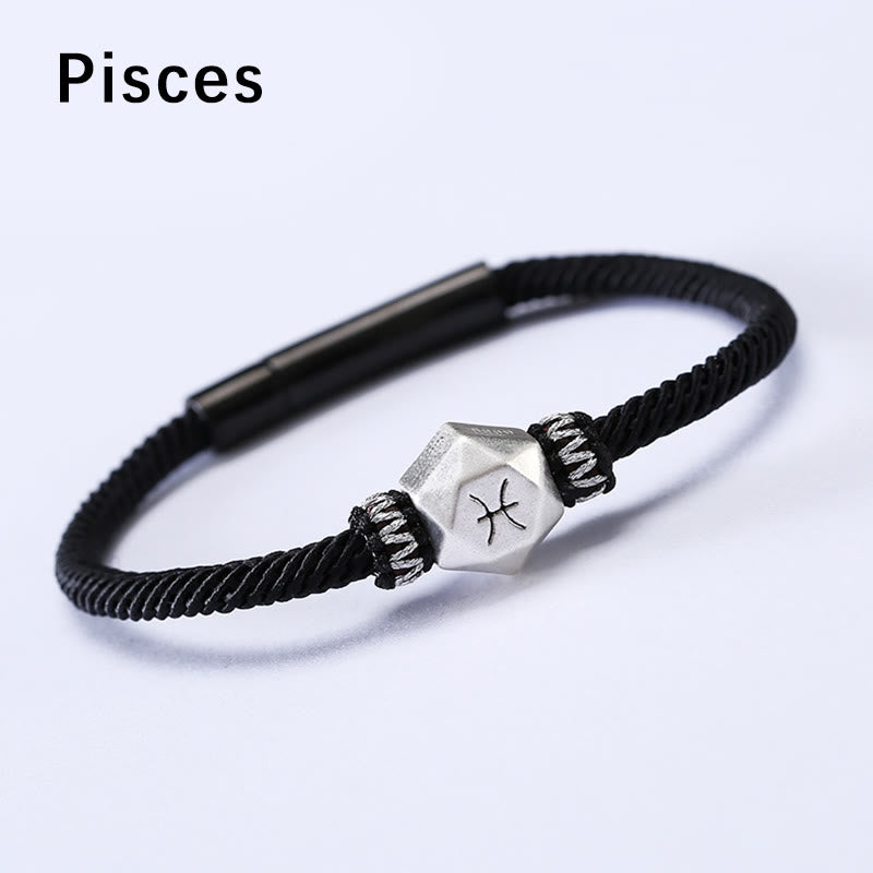 Pulsera de hilo hecha a mano con protección de las 12 constelaciones del zodíaco de plata de ley 999 con Buddha Stones