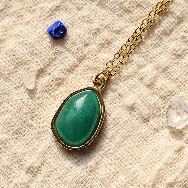 Colgante de collar con bendición de cuarzo rosa, amatista, aventurina verde Natural, Buddha Stones