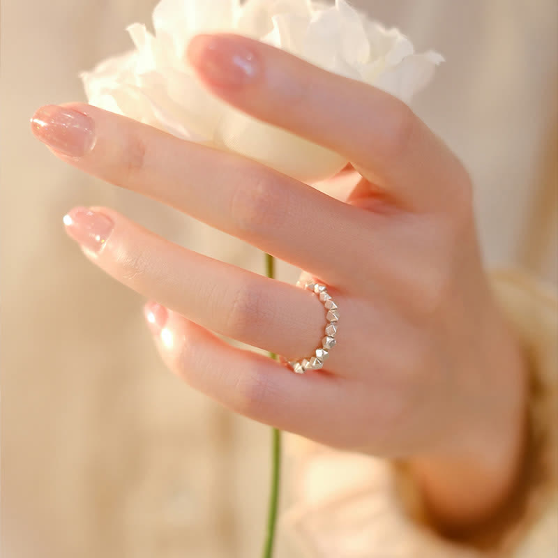 Anillo de bendición con cuentas de plata de ley 925