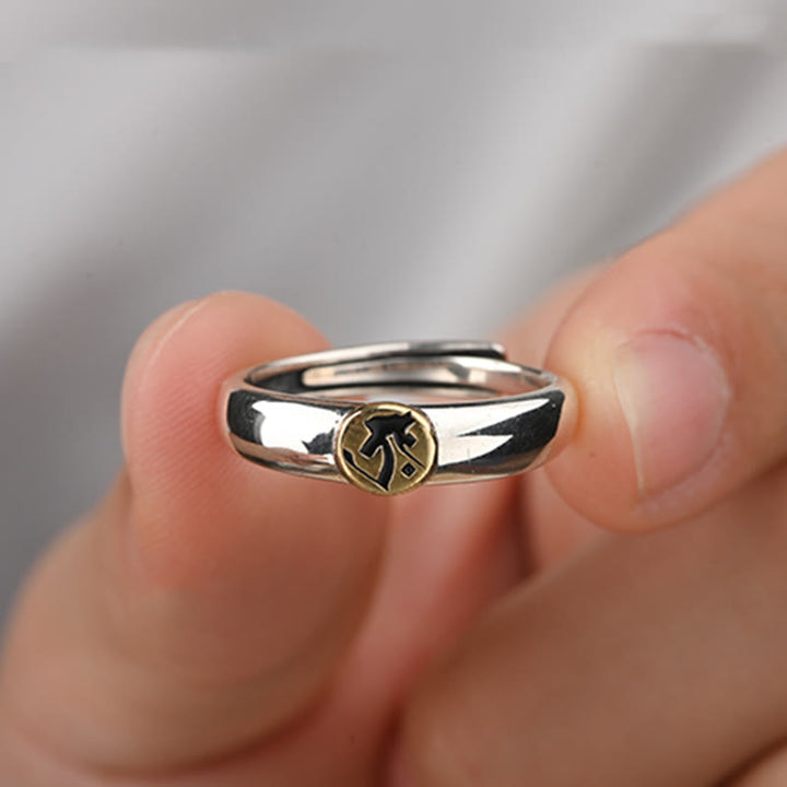Anillo de paz de Buda Natal con Buddha Stones de Buda tibetanas Om Mani Padme Hum talladas del zodíaco chino
