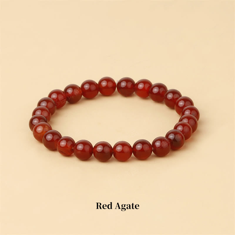 Pulsera de cuentas curativas de cuarzo con piedra natural de piedras de Buddha Stones - 8 mm - Ágata roja - image 51
