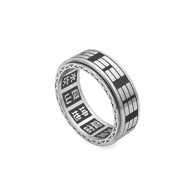 Anillo giratorio de equilibrio de acero titanio Bagua Yin Yang con Buddha Stones