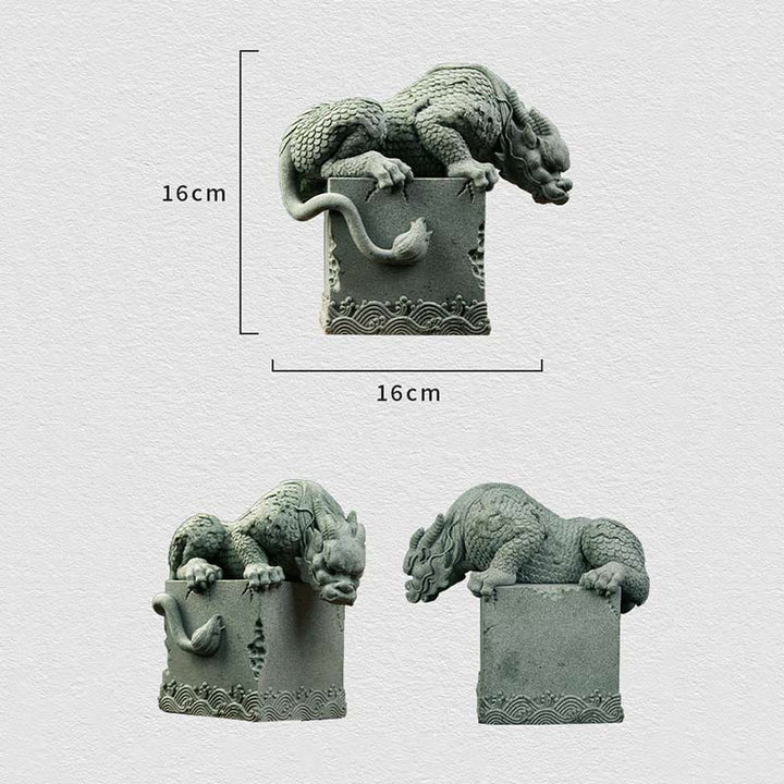 Buddha Stones Feng Shui, dragón sentado de pie, éxito, suerte, decoración del hogar
