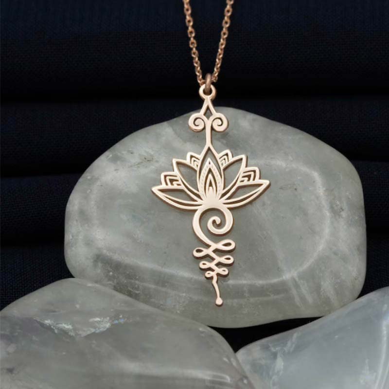 Colgante de collar de riqueza de suerte de loto con Buddha Stones
