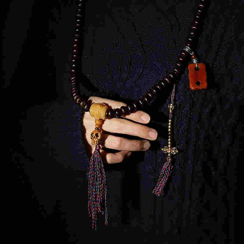 Tíbet 108 Mala cuentas púrpura semilla Bodhi Bagua Vajra pulsera auspiciosa