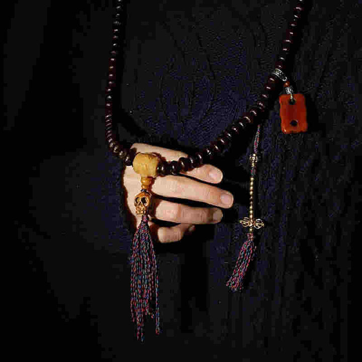 Tíbet 108 Mala cuentas púrpura semilla Bodhi Bagua Vajra pulsera auspiciosa