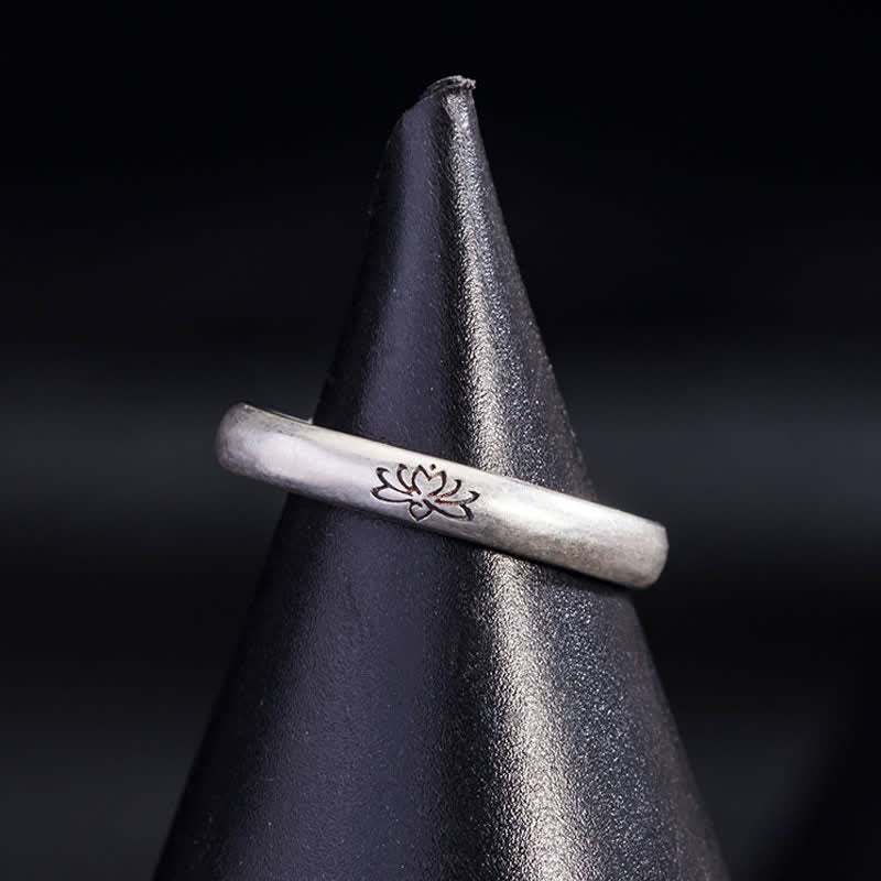Anillo de iluminación de flor de loto de plata de ley 925