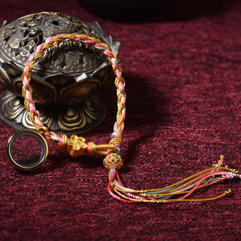Pulsera trenzada de doble envoltura, hecha a mano, con Buddha Stones , cadena colorida de la suerte tibetana