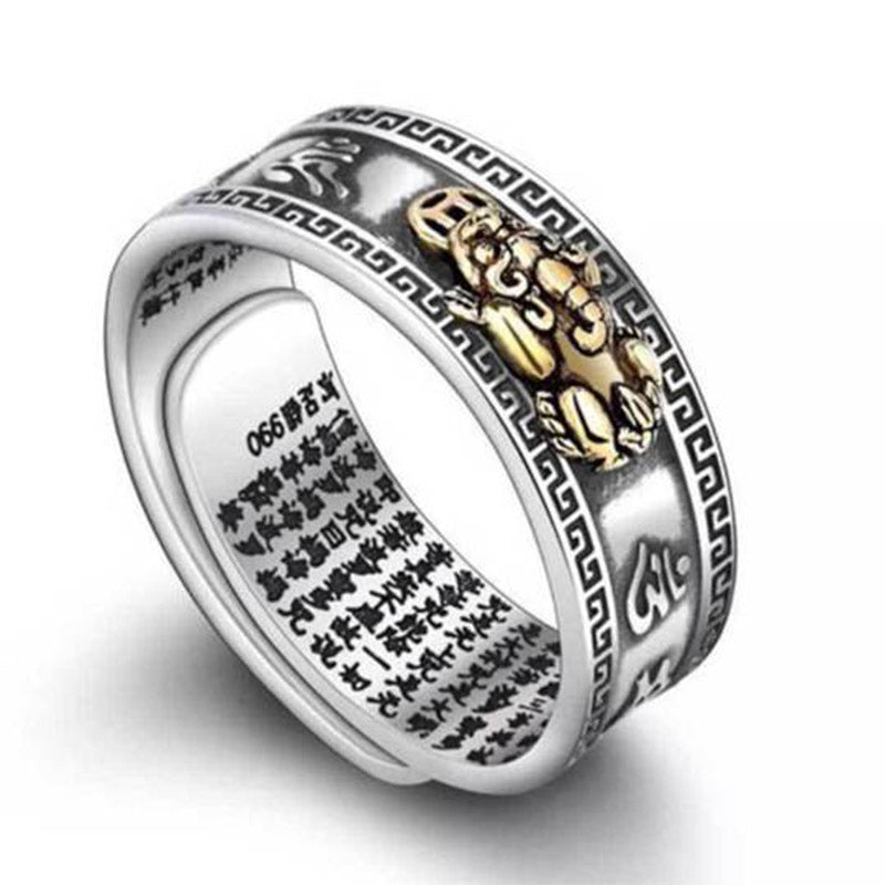 Anillo de riqueza Lucky FengShui PiXiu con Buddha Stones