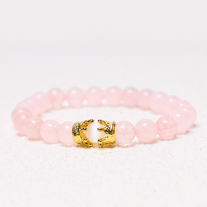 Buddha Stones Piedra Natural Rey y Reina Corona Curativa Cuentas de Energía Pulsera de Pareja