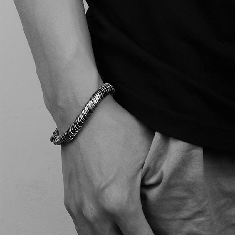 Pulsera de cadena curativa de riqueza con diseño trenzado vintage de plata de ley 925 con Buddha Stones
