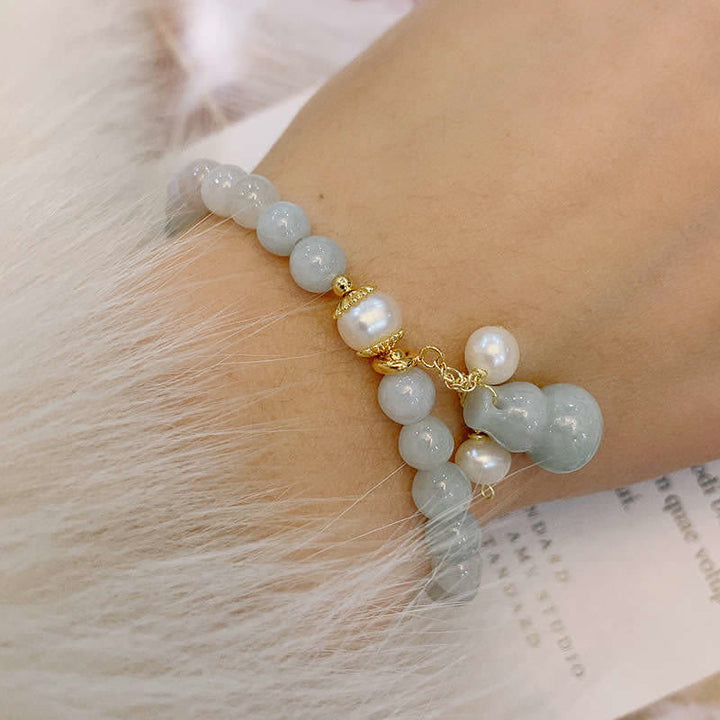 Pulsera de la suerte de la prosperidad de la calabaza de la perla del jade natural de las Buddha Stones