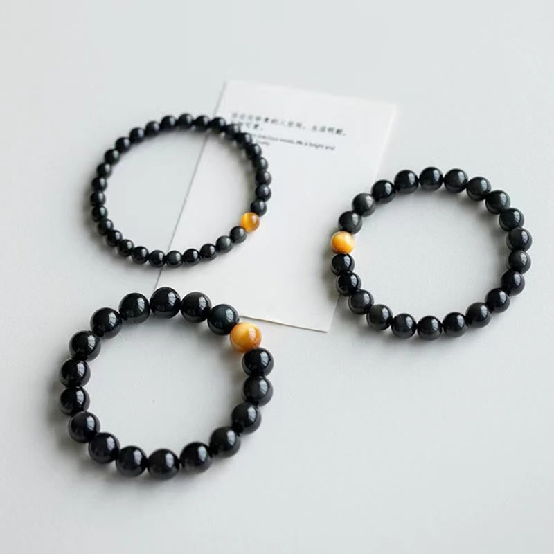 Pulsera de amor positivo con ojo de tigre y obsidiana arcoíris natural con Buddha Stones
