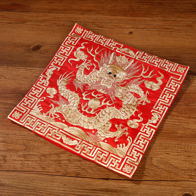 Tapete para tazas bordado con Buddha Stones, grulla, dragón Fénix, Kirin, posavasos para tazas de té, tapete para té cuadrado Kung Fu