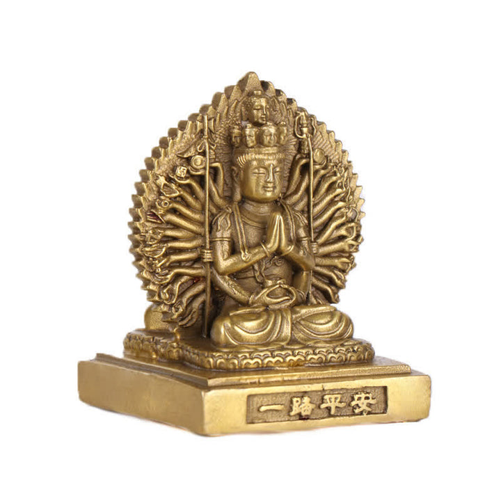Chenrezig-estatuilla de Avalokitesvara de mil manos, protección de Bodhisattva Kuan Yin de doble cara, decoración de estatua de cobre sólido - image 1
