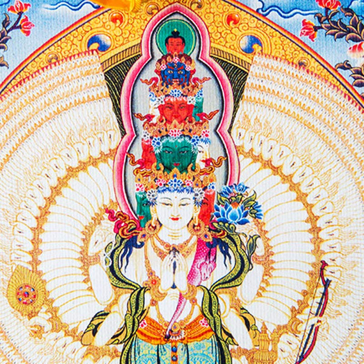 Buddha Stones tibetanas de mil manos Avalokitesvara enmarcadas decoración de bendición Thangka