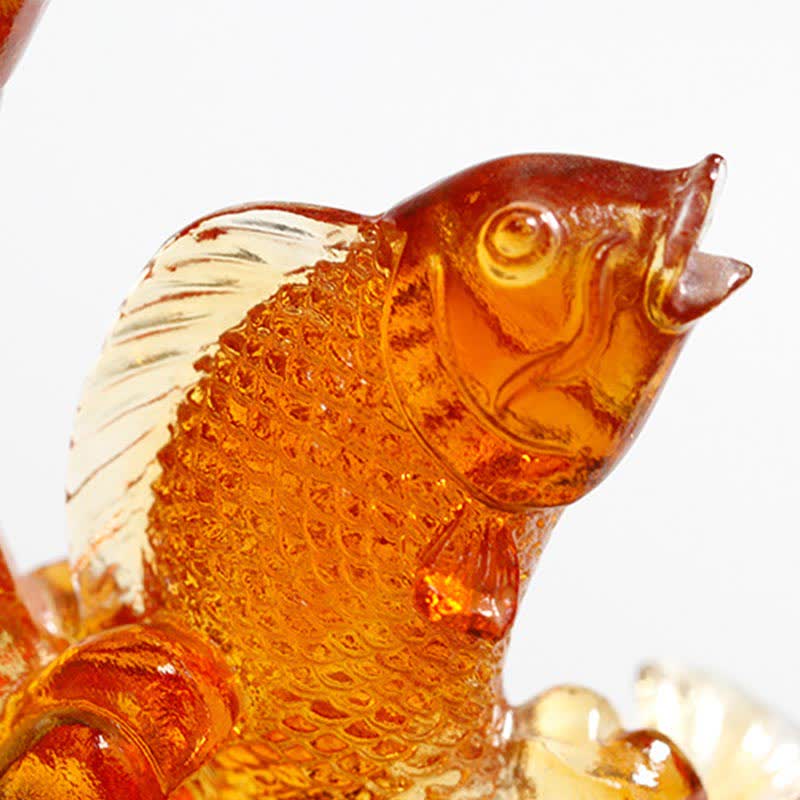 Buddha Stones Feng Shui Dragón Koi Pez hecho a mano Liuli Crystal Art Piece Decoración de la Oficina del Hogar - image 7