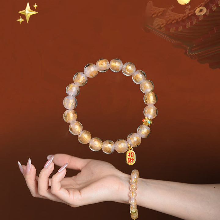 Buddha Stones, incienso tibetano, ceniza Liuli, cuentas de cristal, pulsera con dije de personaje Lucky Fortune Fu