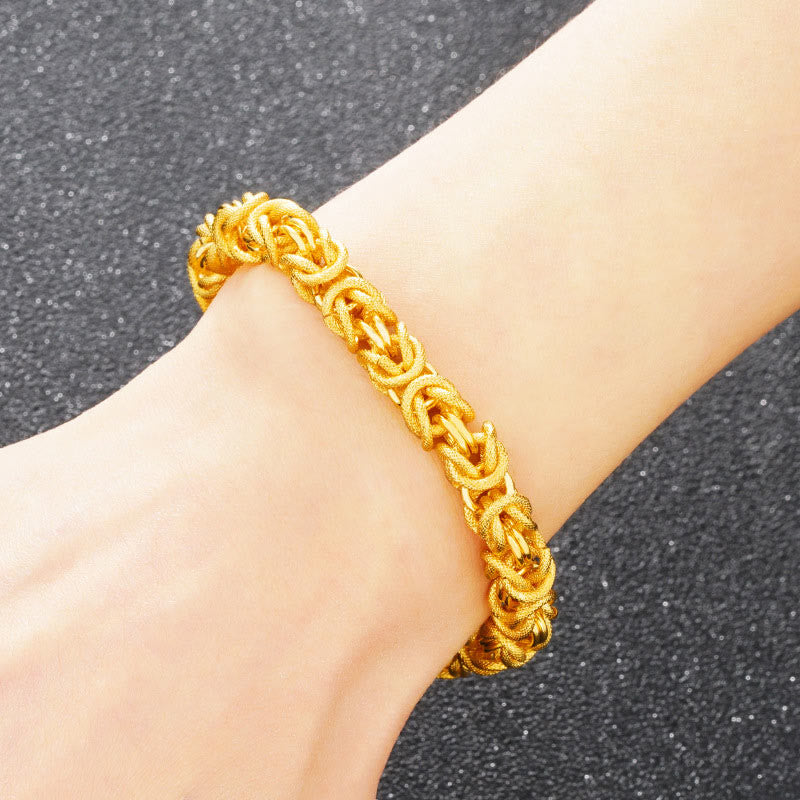 Pulsera de protección de dragón de doble cabeza chapada en oro de 24 quilates con Buddha Stones