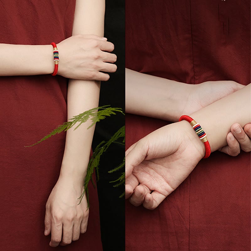 Pulsera de cuerda trenzada de la suerte de cinco elementos con nudo King Kong colorido hecho a mano tibetano con Buddha Stones