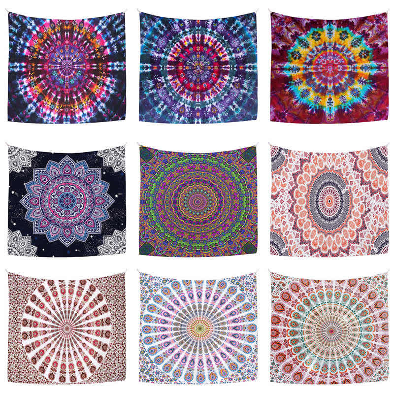 Tapiz con diseño de Mandala bohemio para colgar en la pared, arte de pared, enfoque creativo, decoración para sala de estar y hogar