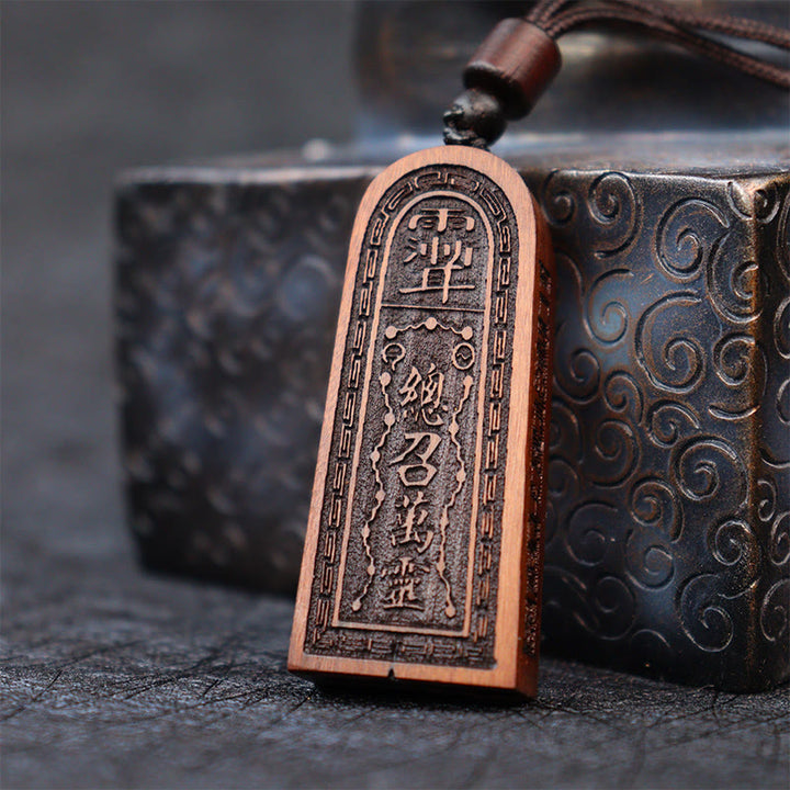 Buddha Stones, relámpago, madera de azufaifo, taoísta, orden de cinco truenos, colgante de collar de protección de la suerte