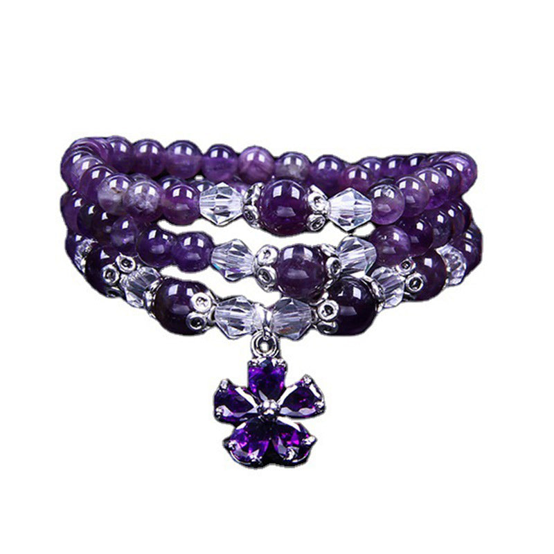 Pulsera de bendición de amatista tibetana con Buddha Stones