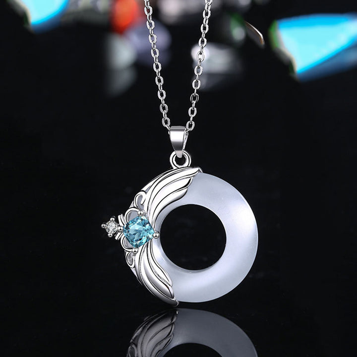Colgante de collar curativo de la suerte de cobre con alas de amor