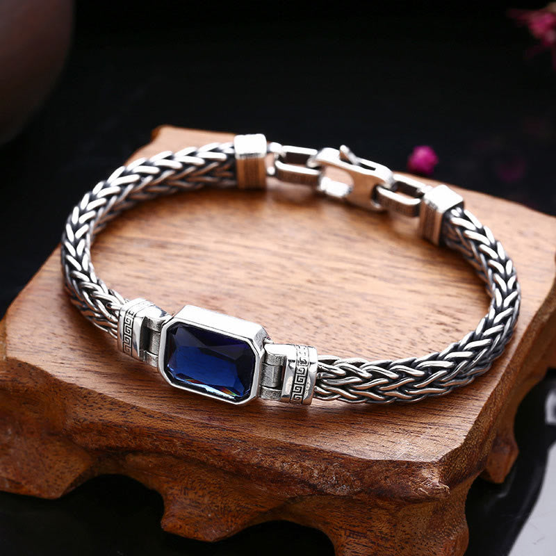 Pulsera con hebilla de riqueza curativa con diseño trenzado de quilla de dragón acrílico azul Retro con Buddha Stones