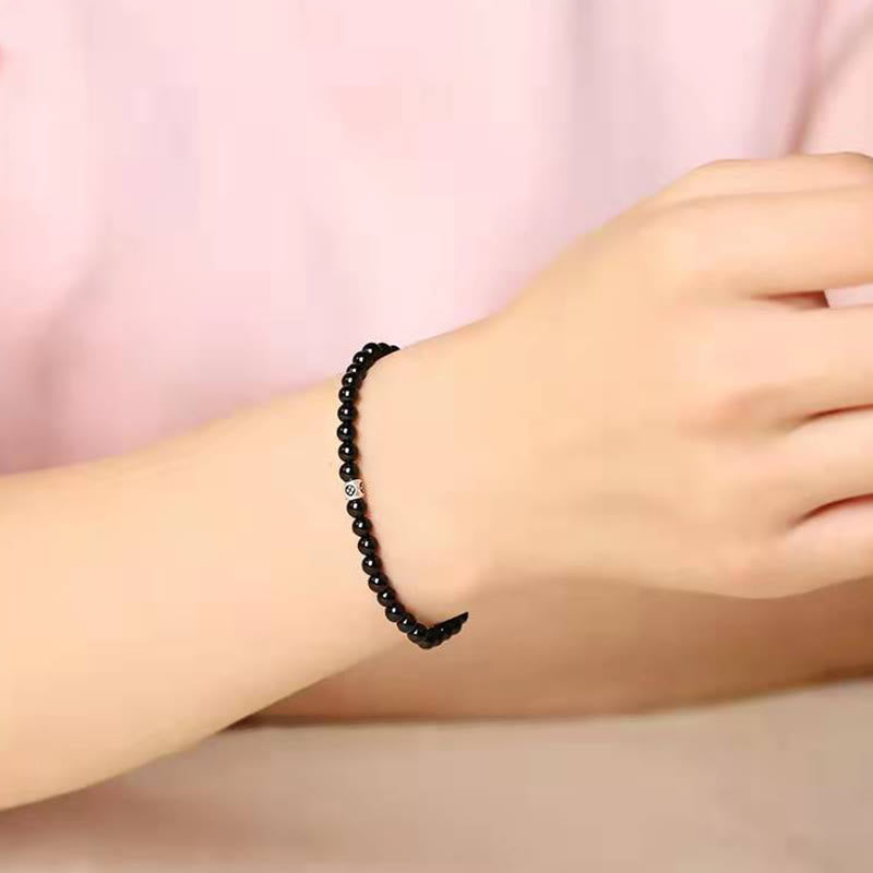 Pulsera de fuerza de purificación de cuarzo ahumado de obsidiana negra natural con Buddha Stones