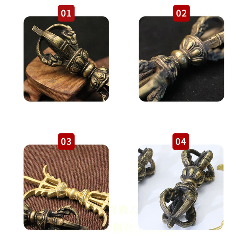 Buddha Stones hechas a mano Nepal cinco puntas tres puntas Vajra Dorje fuerza decoración de cobre