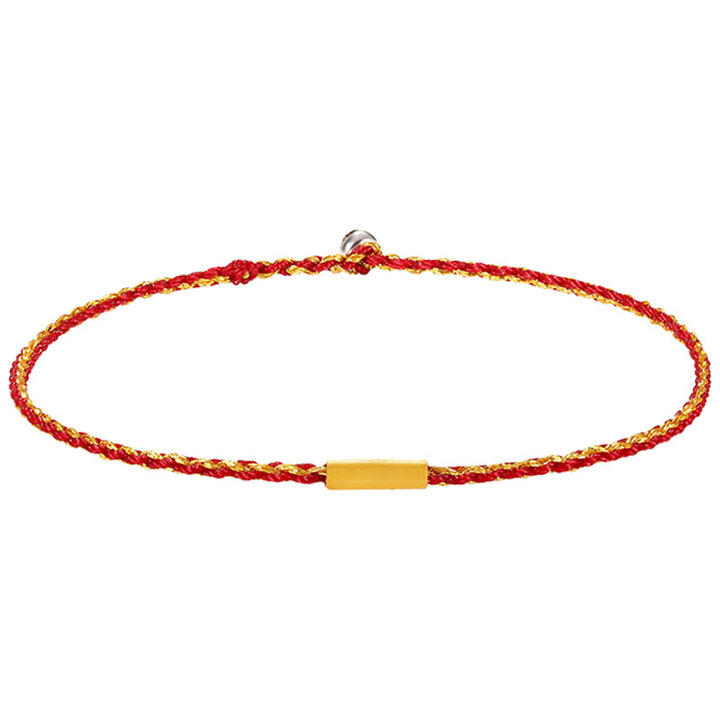 Pulsera de protección trenzada con nudos de los deseos de cuatro hilos hecha a mano con cuentas de oro 999 de Buddha Stones