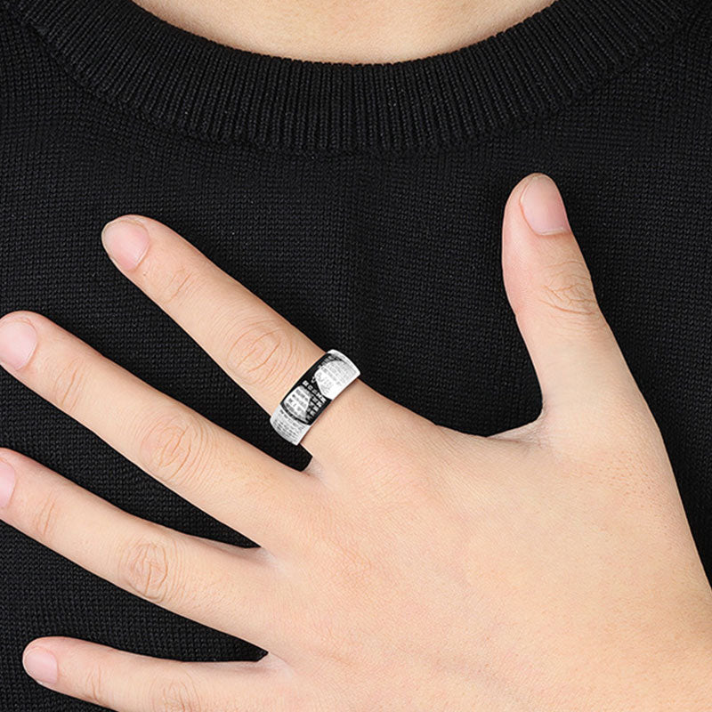 Anillo de la suerte del Sutra del corazón antiguo del budismo FengShui de Buddha Stones