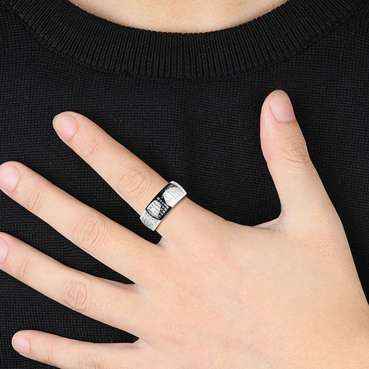 Anillo de la suerte del Sutra del corazón antiguo del budismo FengShui de Buddha Stones