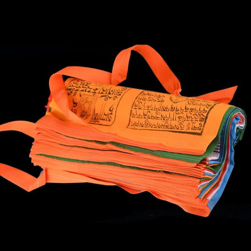 Buddha Stones Bandera de oración auspiciosa para exteriores con el diseño del caballo de viento de 5 colores del Tíbet. - 50 metros - image 0