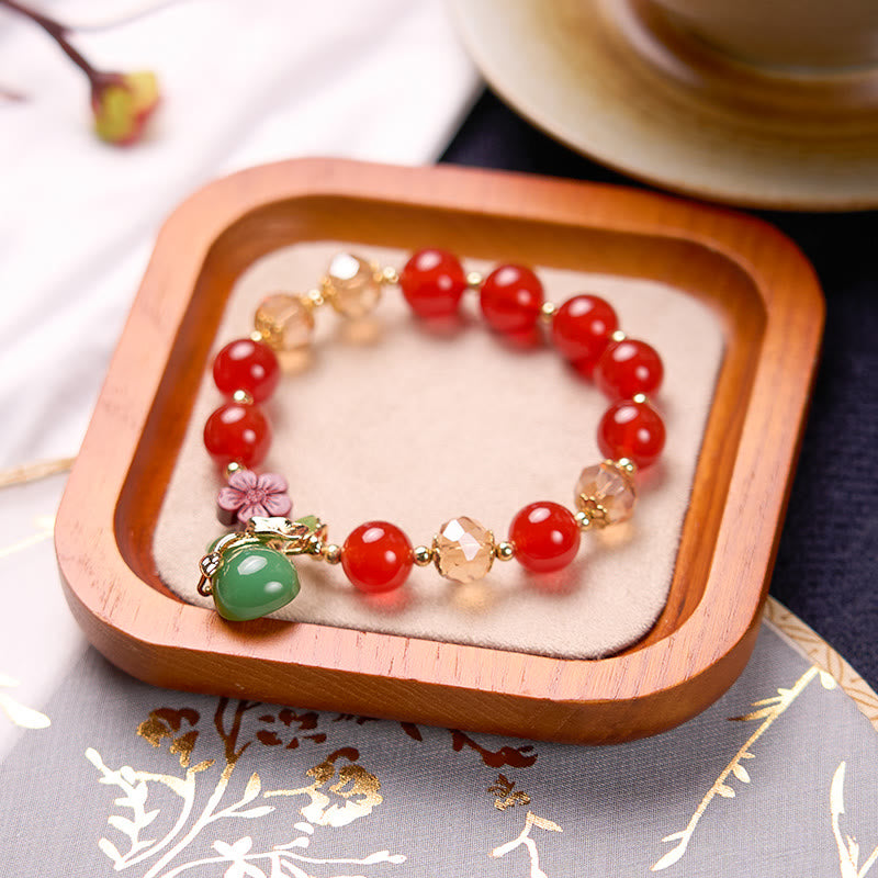 Pulsera de confianza con cuentas de flor de cinabrio de calabaza de ágata roja Natural con Buddha Stones
