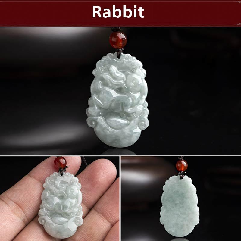 Collar con colgante de éxito del zodiaco chino con Buddha Stones de jade natural 12 - Conejo - image 29