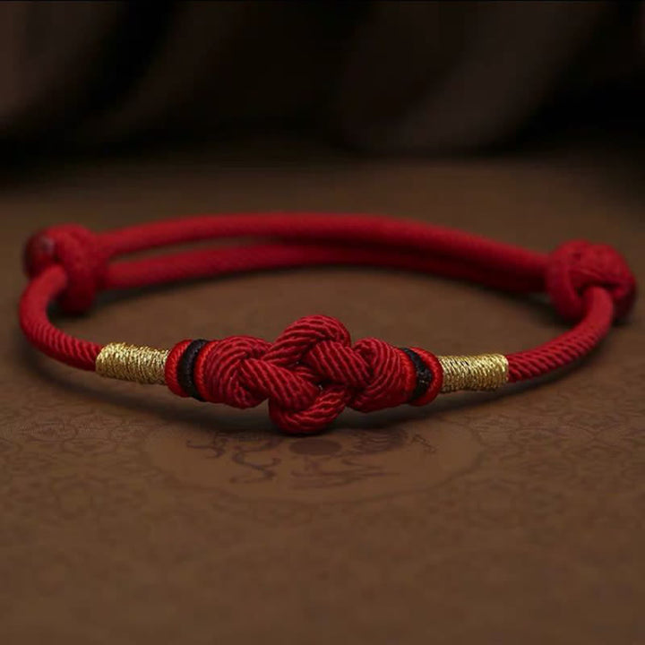 Trae buena suerte hilo rojo Jade fortuna nudo trenzado pulsera de pareja