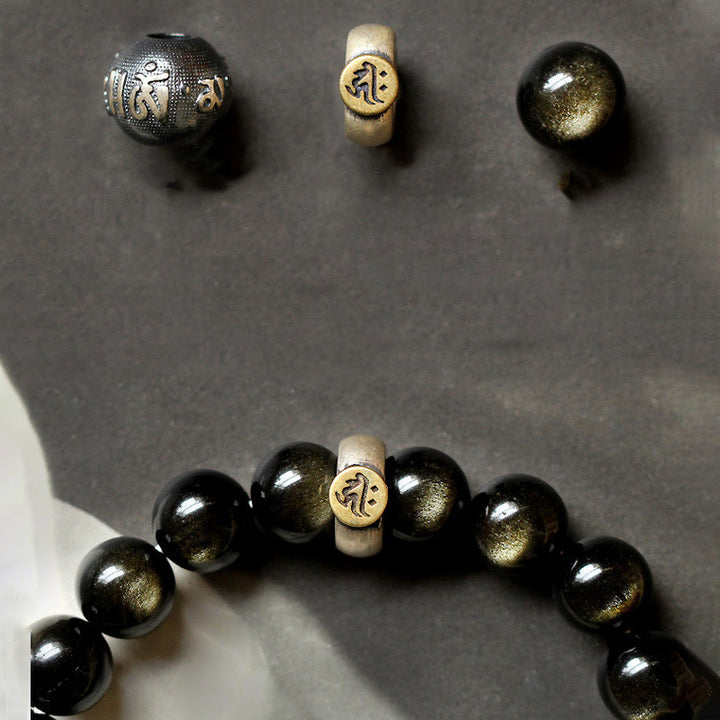 Pulsera de purificación de obsidiana de Buda natal del zodiaco chino de Buddha Stones