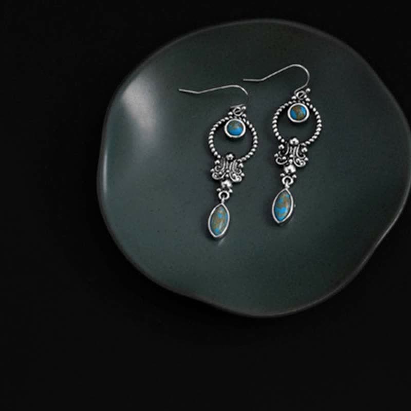 Buddha Stones de plata de ley 925 con gancho, baño de cobre vintage y turquesa con diseño de gota de agua. - image 3