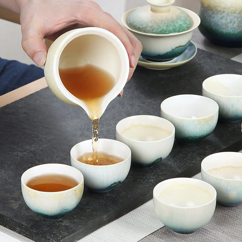 Tazas de té de cerámica verde creativas de Buddha Stones, tazas de té de Kung Fu