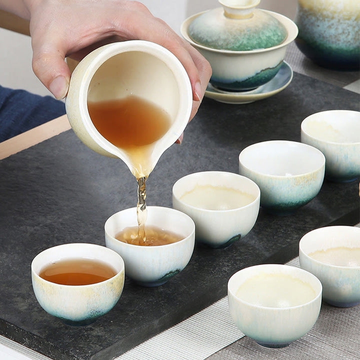 Tazas de té de cerámica verde creativas de Buddha Stones, tazas de té de Kung Fu