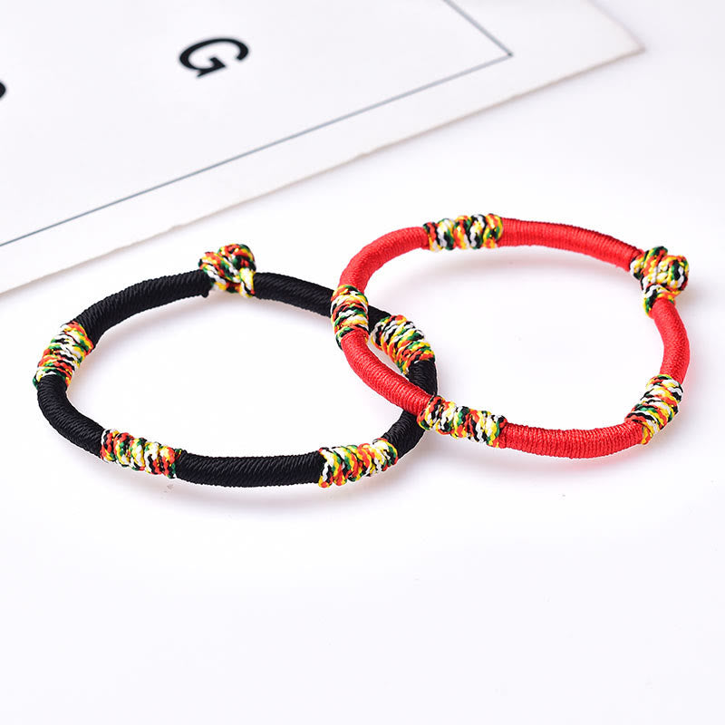 Pulsera de cuerda trenzada de protección de la suerte con nudo King Kong colorido hecho a mano tibetano con Buddha Stones