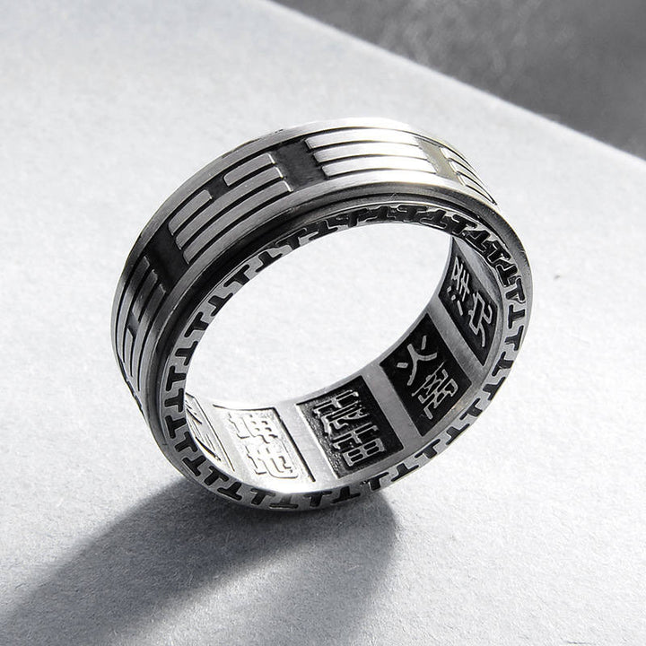 Anillo giratorio de equilibrio de acero titanio Bagua Yin Yang con Buddha Stones