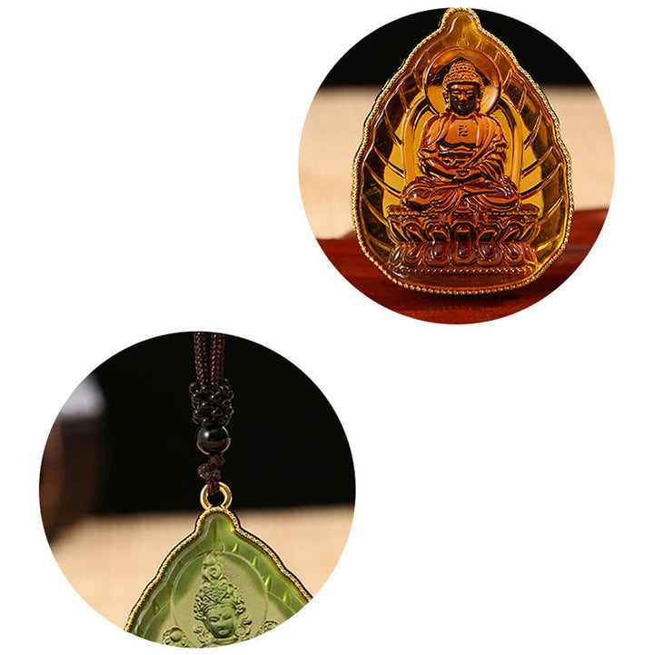 Colgante de collar de serenidad de cristal Liuli de Buda tibetano - image 6