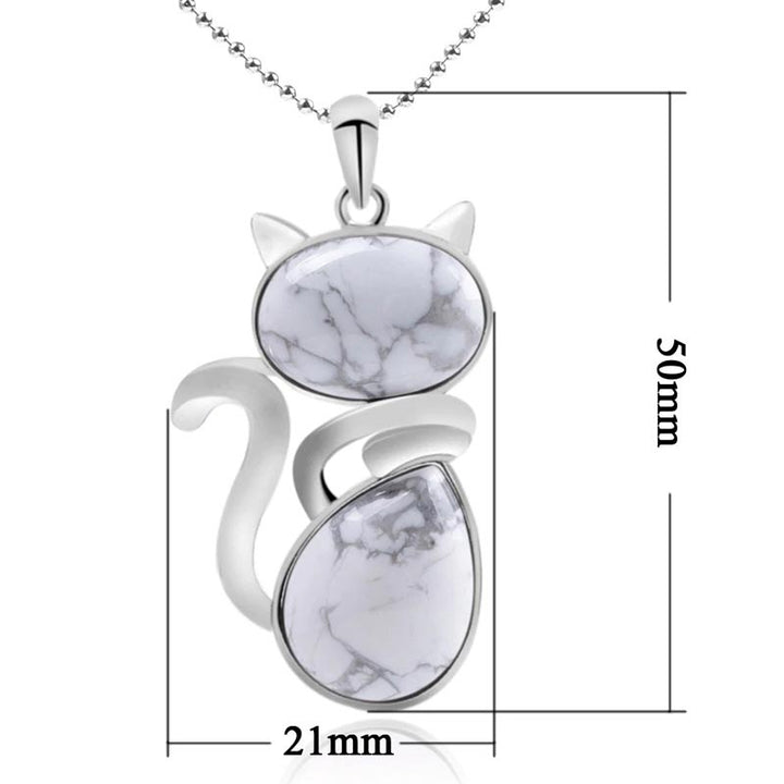 &quot;Save A Cat&quot; Lindo patrón de gato Protección de cristal natural Collar con colgante amante de los gatos